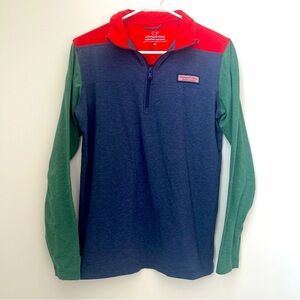 Vineyard Vines Mens XS Blue Colorblock Edgartown Shep 1/4 Zip Sweatshirt